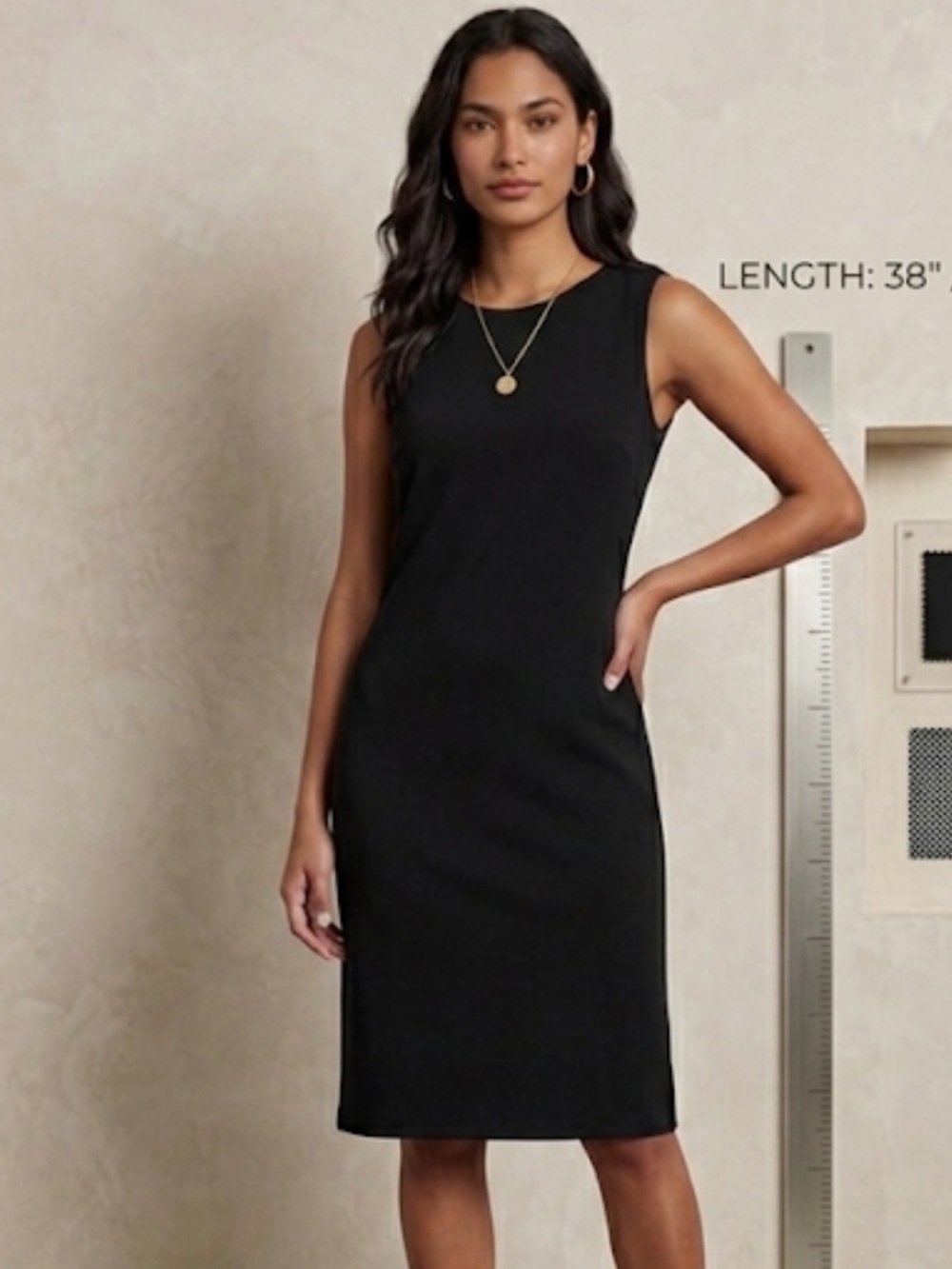 Lafayette 148 New York Black Sleeveless Shift Dress Knee Length Small